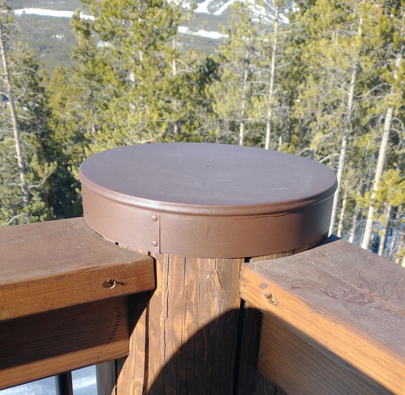 Brown Powder Coated Log Post Cap - 26 Gauge Durable Thickness