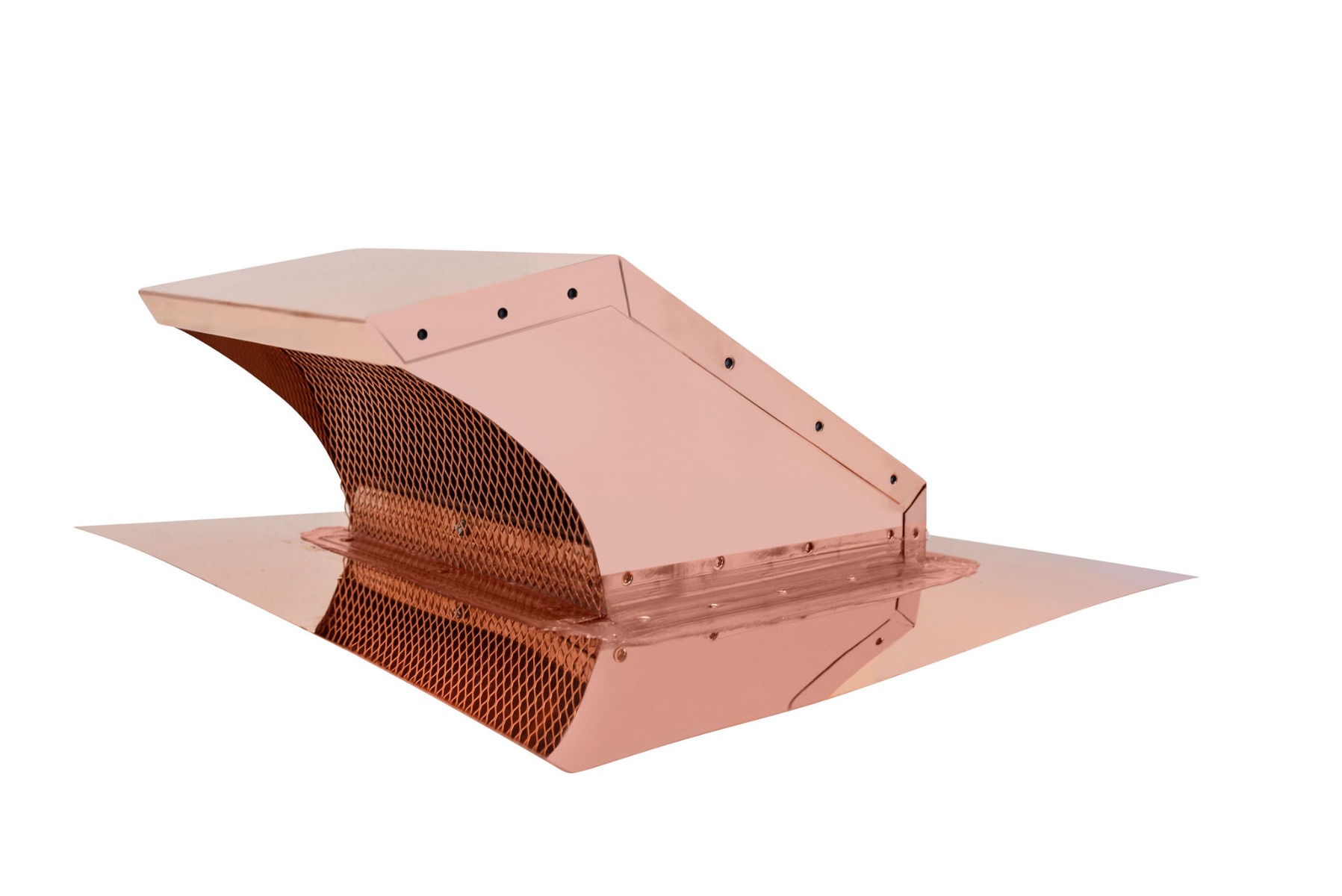 copper roof vent with damper and screen for pitched roof